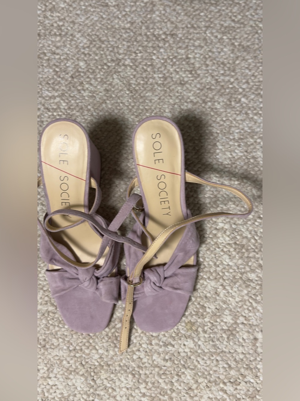 Sole Society Lilac Knotted Suede Slingback Mules
